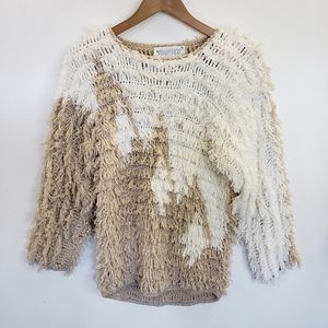 Vintage Crochet Sweater Womens S Small Vegan Shag